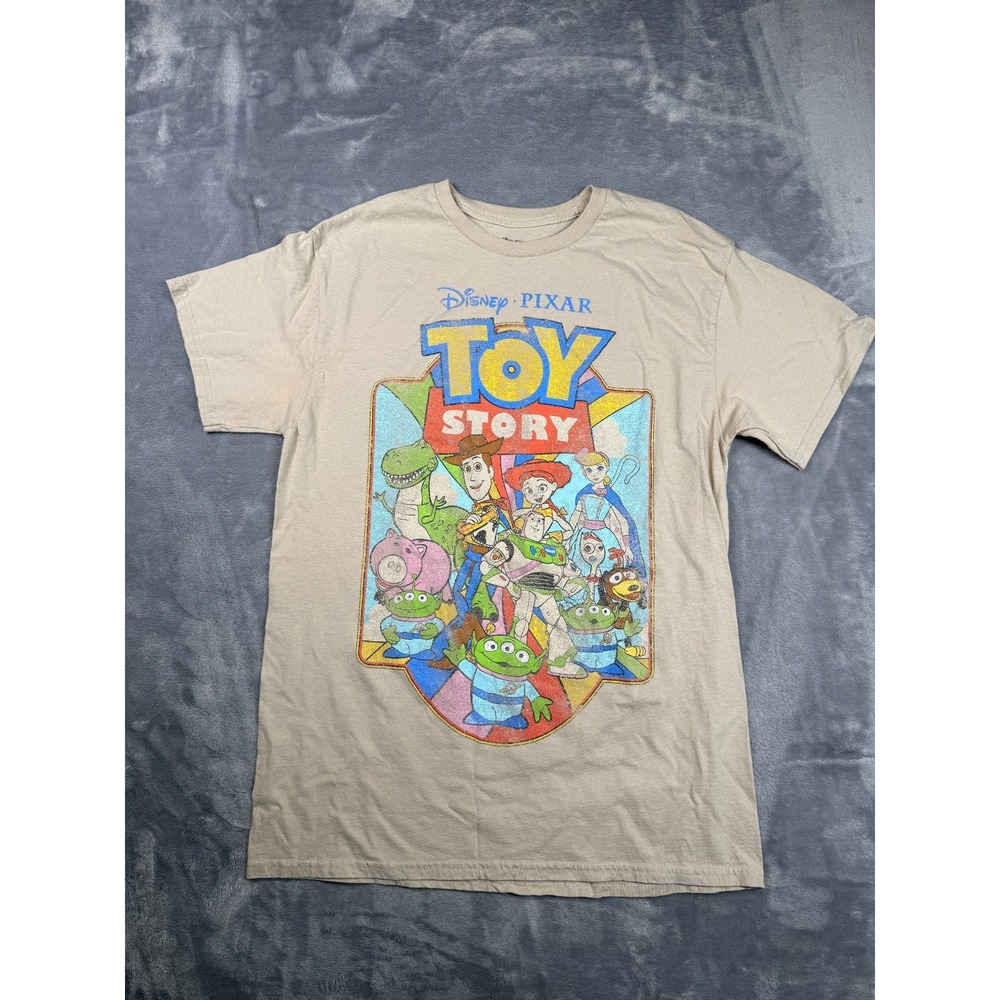 Disney Pixar Toy Story Graphic Tee Shirt Adult Medium M Beige Buzz Woody Jessie